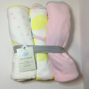 Cloud Island Infant 3pk Hooded Bath Towels One Size