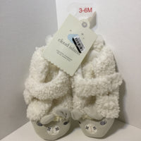 Baby White Lamb Cozy Warm Slippers Boys Girls Infants Size 3-6M Kids Animal