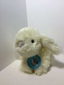 Bunny Rabbit Plush Stuffed Animal Soft Luxe White Fluffy White Tail Crouching