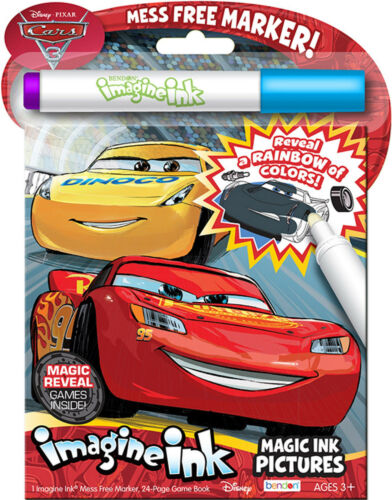 NEW 24pg Disney Pixar Cars 3 Imagine Ink Magic Pictures Activity Book, Mess Free