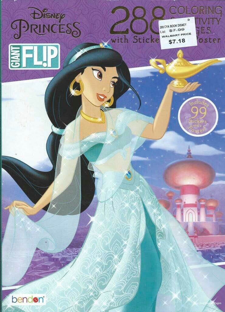 Disney Princess - 288 Page Coloring with Stickers Book Children Kids Girls