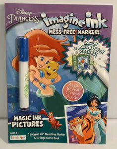 Disney Princess Imagine Ink Pictures With Mess-Free Marker 16 Pages Ages 3+ NEW!