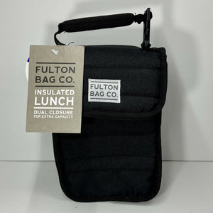 Fulton Bag Co. Munchsak Quilted BLACK Insulated Lunch Bag/Tote Dual Closure