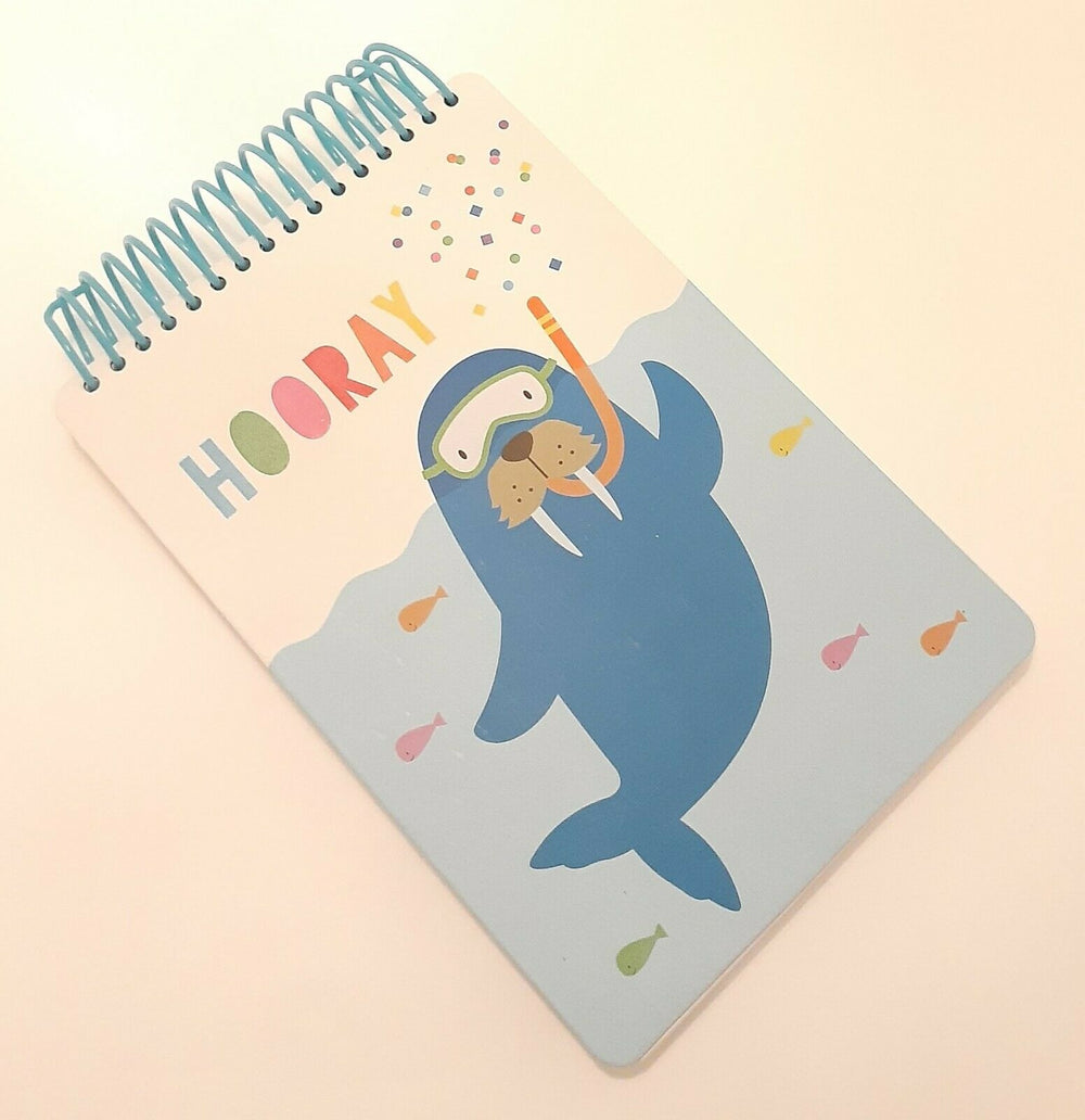 Cute Underwater Blue Walrus Fish Chunky Notebook 6“ X 8.75“ Hooray