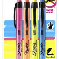 Sharpie174; Retractable Highlighter, Narrow Chisel Tip, 4ct - Multicolor Ink